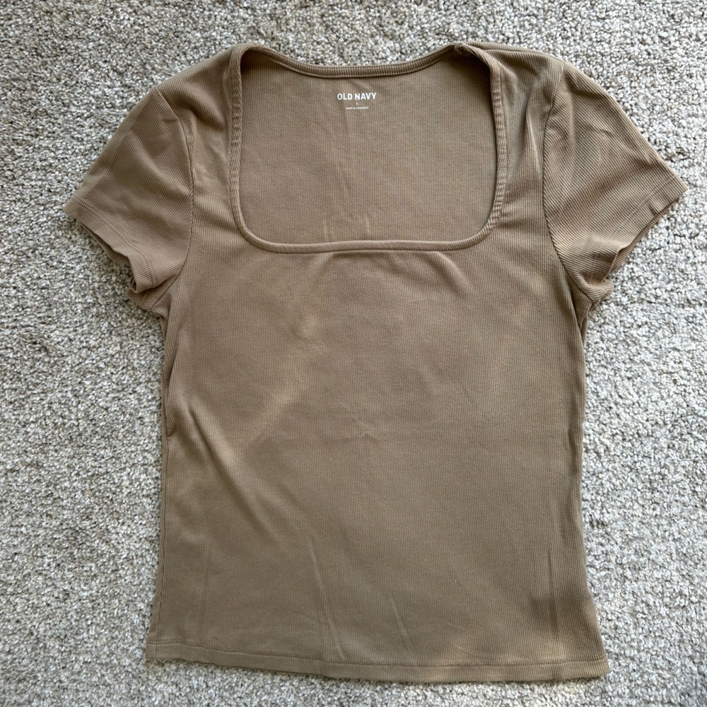 Women’s Old Navy Tan Ribbed Scoop‎ Neck Tee